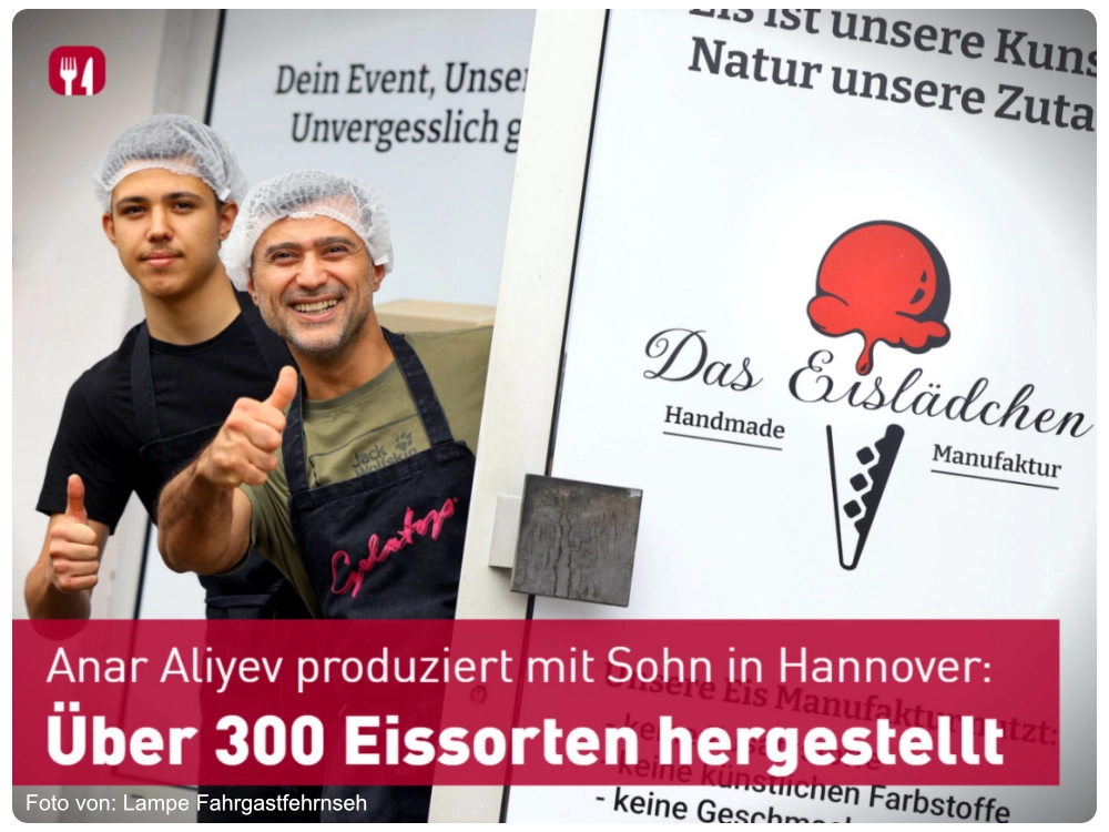 Bild vom Eislädchen Besitzer und seinem Sohn
